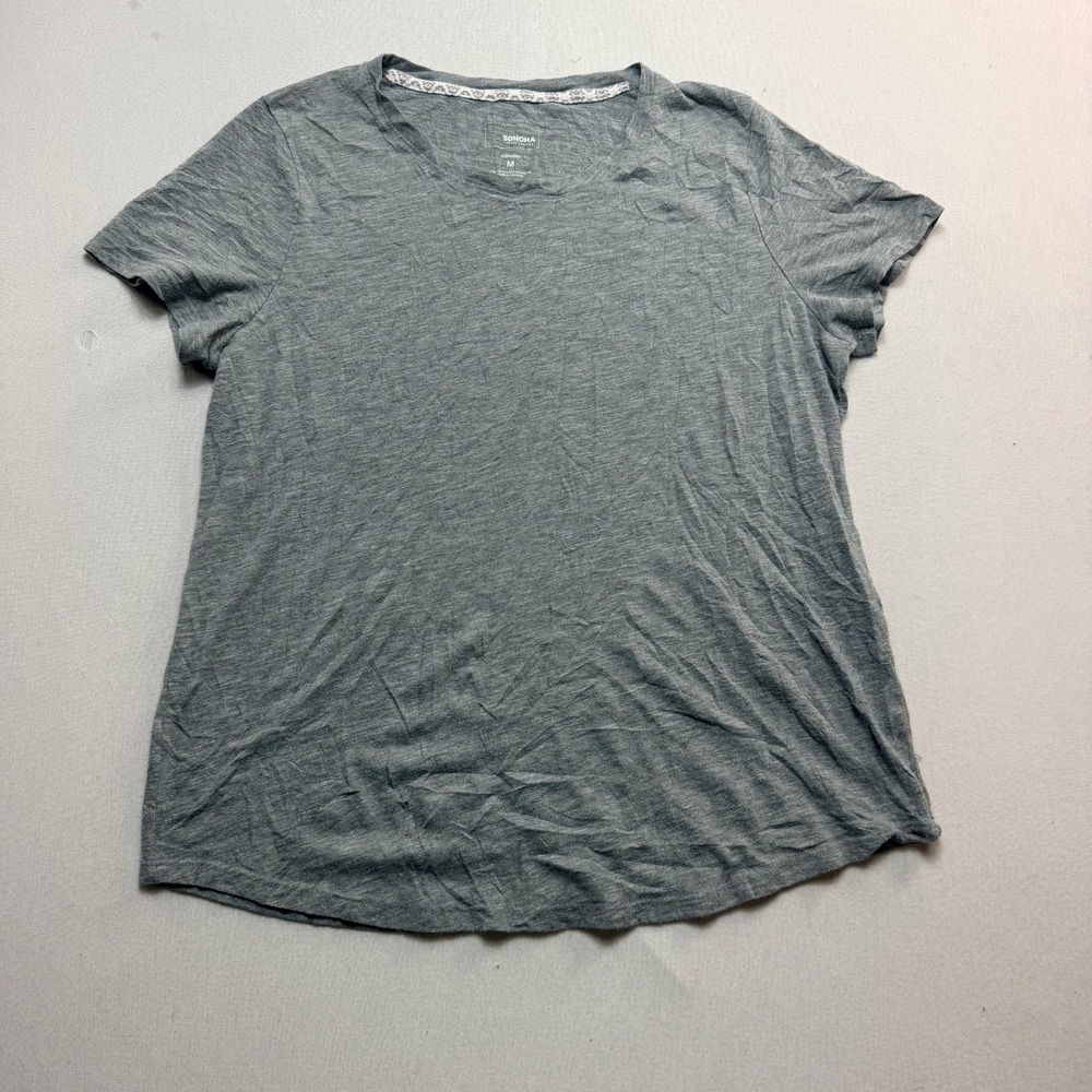 Sonoma T-Shirt Men Medium Grey Excellent Short Sleeve Crew Neck Cotton Blend